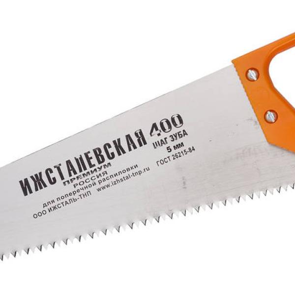 Ножовка "ИЖ" "ПРЕМИУМ" по дереву с двухкомпонентной пластиковой рукояткой, шаг 5мм, 400мм 1520-40-05