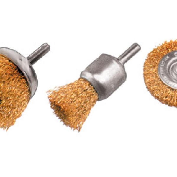 Корщетки со штифтом, набор 3 шт. (колесо 50 мм / чашка 50 мм / венчик 25 мм) 38563